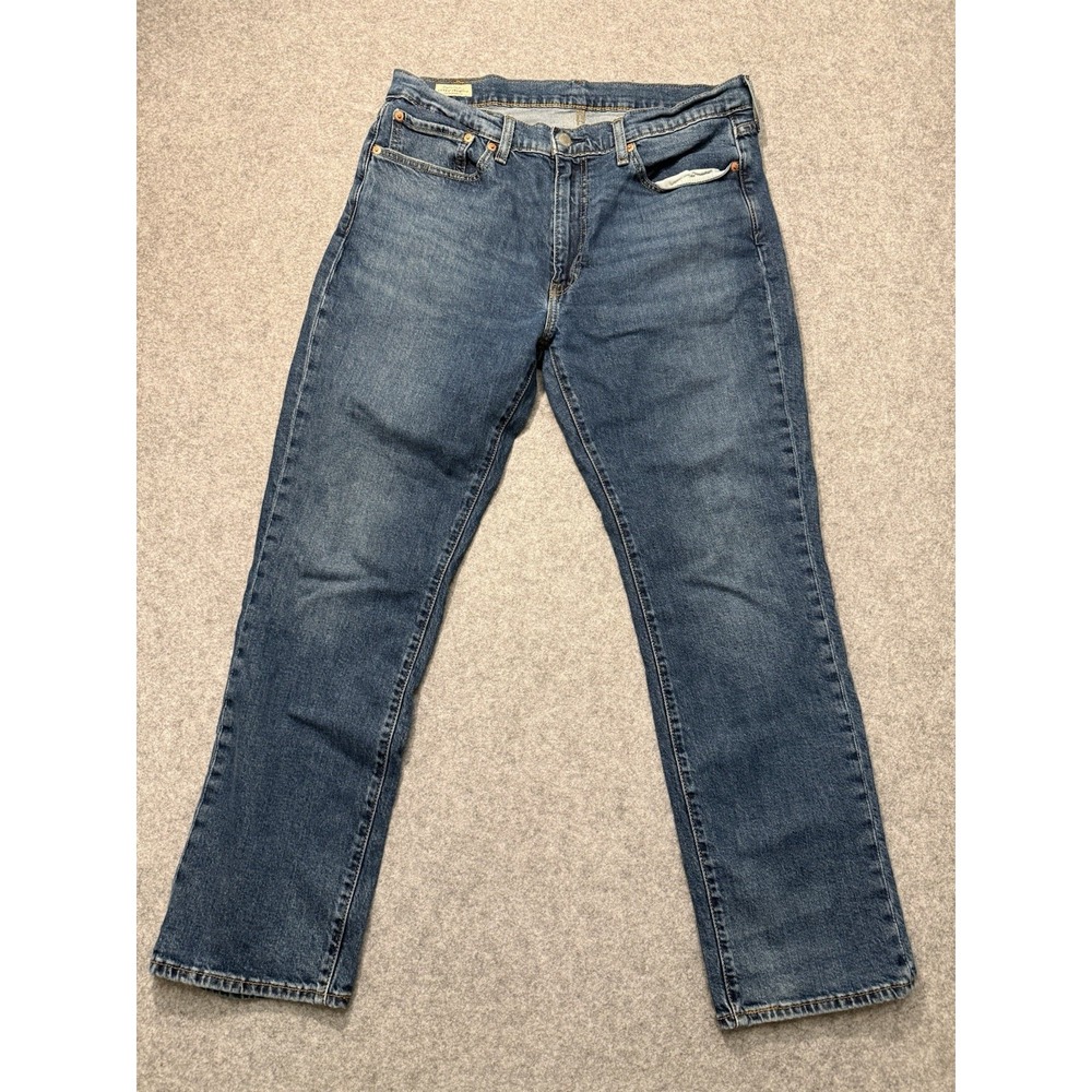 Levis 514 Mens Jeans 36x29 Straight Fit Blue Denim Repaired Distressed Workwear